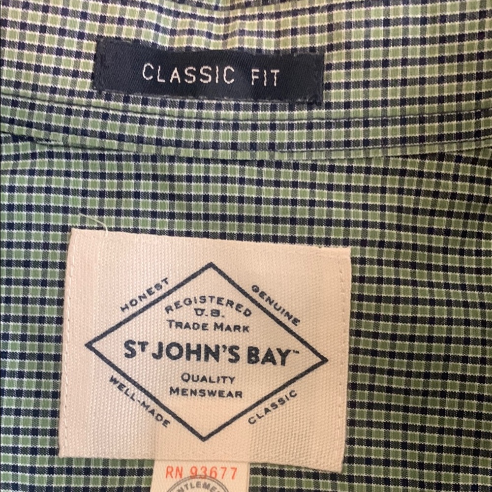 ST JOHNS BAY Men's Green Checkered Long Sleeve Shirt XXL - Picture 5 of 9